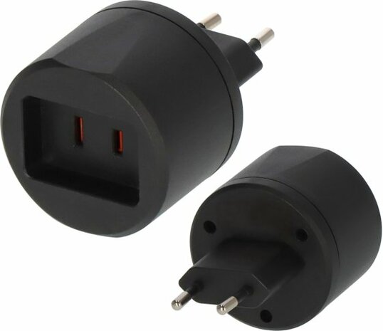 Reisadapter USA Euro  met zekering 2,5A