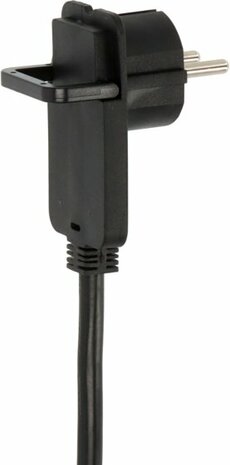 Kwaliteits kunststof verlengsnoer met platte stekker 5m H05VV-F3G1,5 zwart