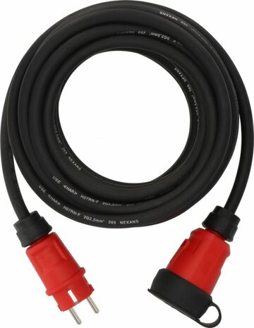 verlengsnoer VN 1200 IP44, 10m zwart H07RN-F 3G2,5