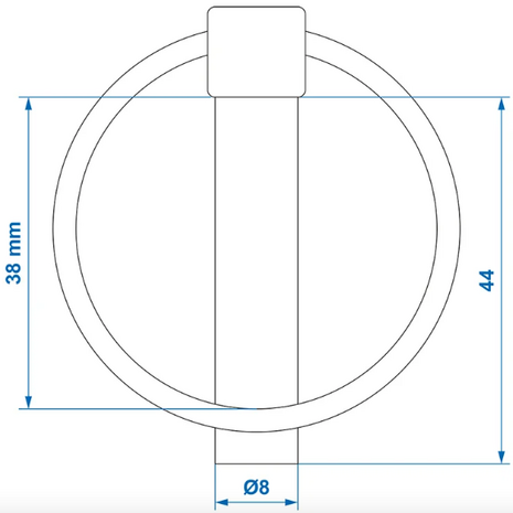Borgpen 8mm met ring x10 stuks