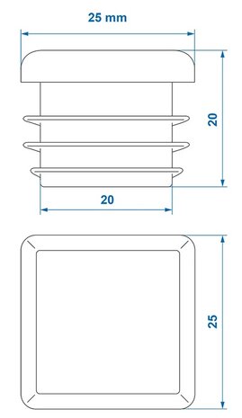 Inslagdop 25x25mm x10 stuks