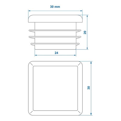 Inslagdop 30x30mm x10 stuks
