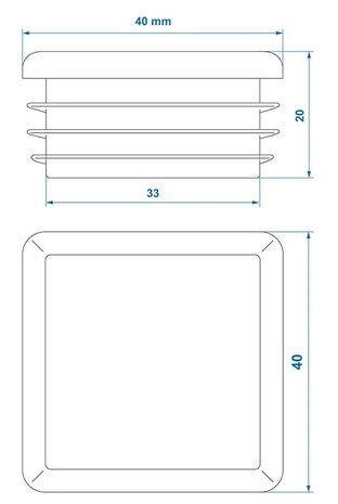 Inslagdop 40x40mm x10 stuks