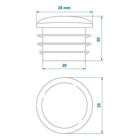 Inslagdop dia 25mm x10 stuks