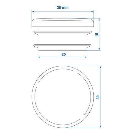 Inslagdop Dia 30mm x10 stuks