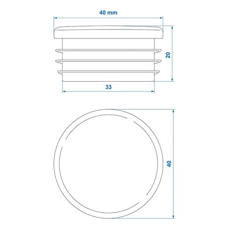 Inslagdop diameter 40mm x10 stuks