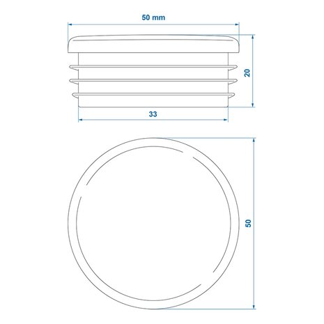 Inslagdop dia 50mm x10 stuks