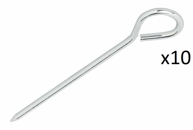 Tentharing 19cm aluminium met oog x10 stuks