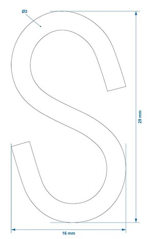 S-haak  dia 3mm 2,9x1,3cm x10 stuks