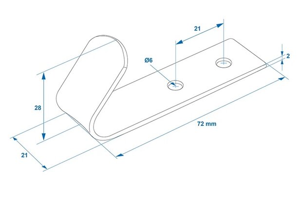 Haak schroefbaar metaal 72 x 21 x 2 mm x5 stuks