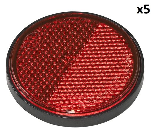 Reflector rood 58mm zelfklevend met grondplaat x5 stuks