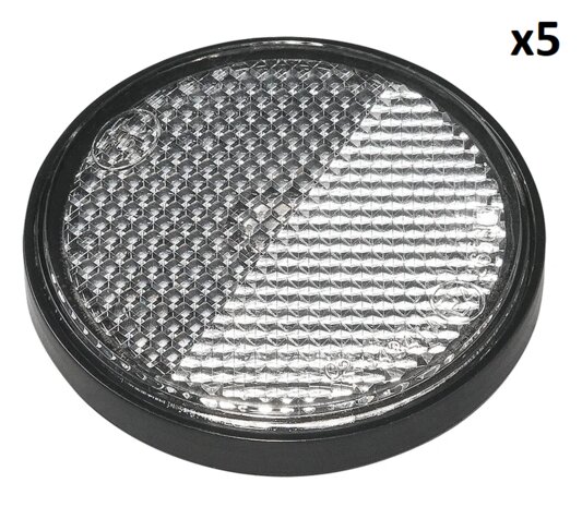 Reflector wit 58mm zelfklevend met grondplaat x5 stuks