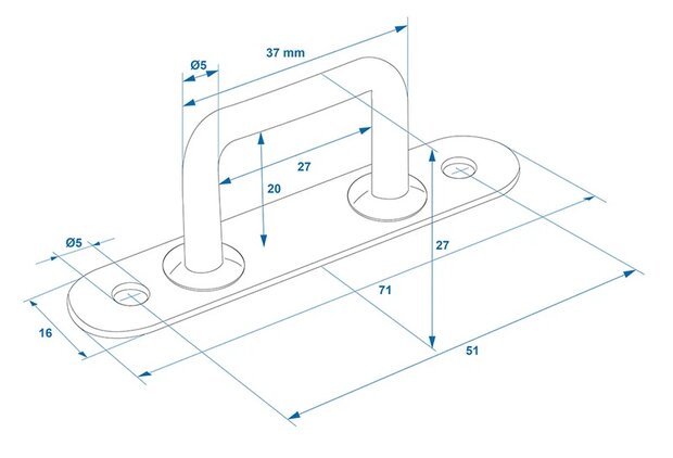 Zeiloog rechthoekig 36mm x5 stuks