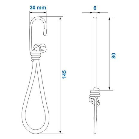 Haak metaal met elastische lus voor aanhangernet/tent/zeil x10 stuks