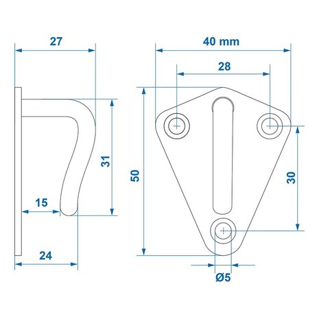 Touwhaak metaal 40x45mm gelast x10 stuks
