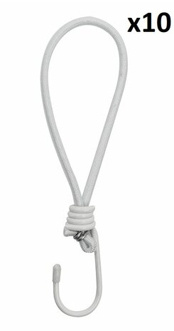 Tentspanner elastisch wit met haak x10 stuks