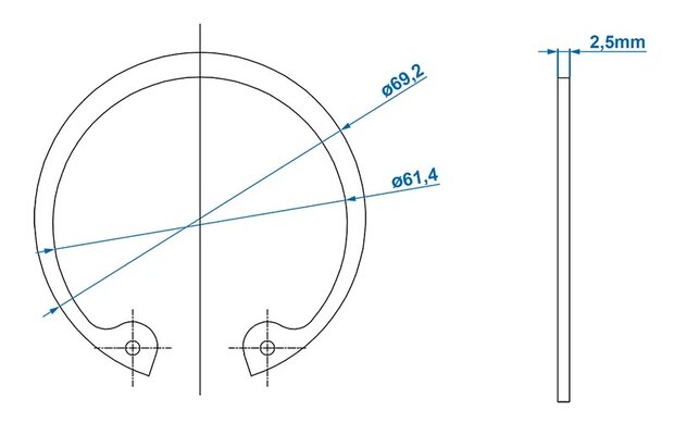 Seegerring diameter 64mm x10 stuks