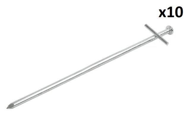 Rotspen 23cm metaal met aangelaste dwarspen x10 stuks