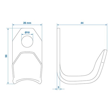 Haak schroefbaar metaal 37 x 25 x 3 mm x5 stuks