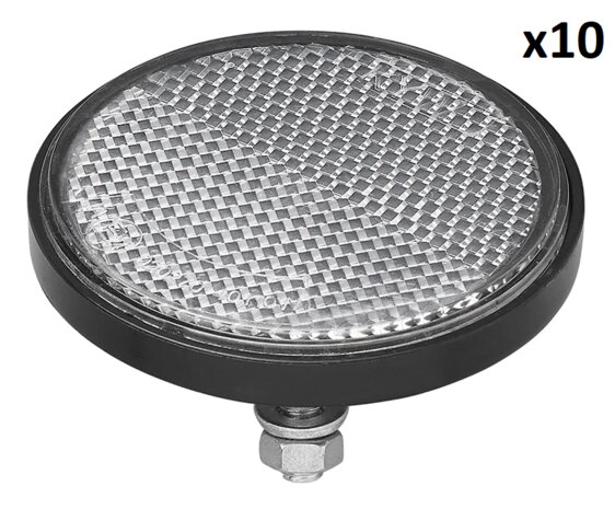 Reflector wit 60mm met bout 5mm x10 stuks