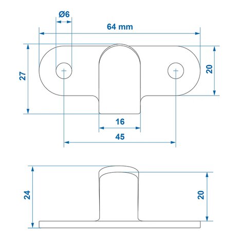 Touwhaak metaal 65x27mm gebogen x10 stuks