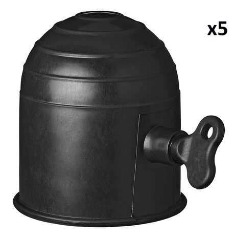 Trekhaakdop zwart met slot x5 stuks