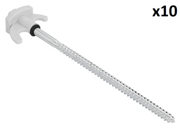 Tentharing 20cm metaal schroefbaar met kunststof haak x10 stuks