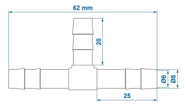 Slangtule T-stuk 8mm x10 stuks
