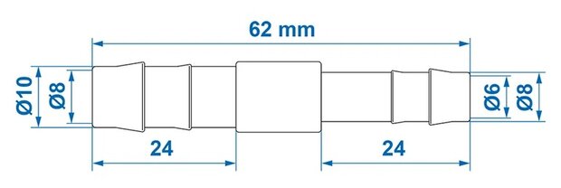 Slangreduceerstuk recht 10x8mm x10 stuks