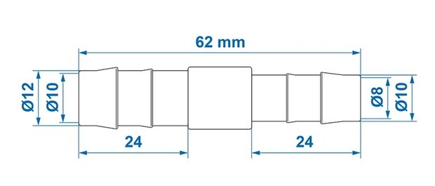 Slangreduceerstuk recht 12x10mm x10 stuks