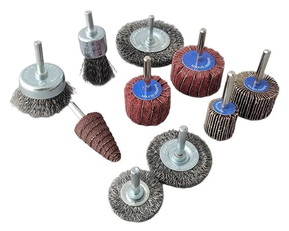 Set borstel- en slijpschijven / 10 stuks