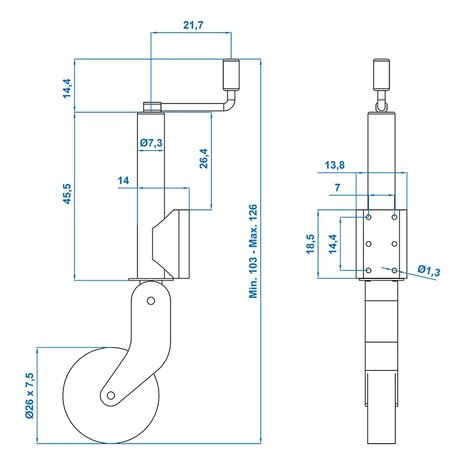 Neuswiel 73 mm velg metaal met rubberband 260 x 65 mm inklapbaar