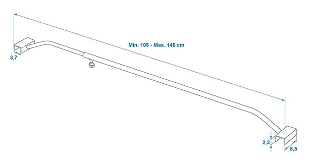 Afdekzeilbeugel aluminium uitschuifbaar 108-146cm voor aanhangerzeil