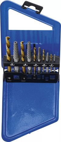 Schroevenuitdraai- en linkssnijdende borenset HSS titaniumnitraat-behandeling 2 - 7,5 mm 10-dlg