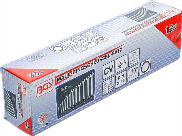 Bgs Technic Steekringsleutelset inches 1/4 - 15/16 12-dlg