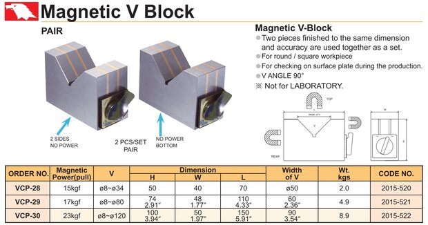 Magnetisch V-blok 8 mm - 80 mm