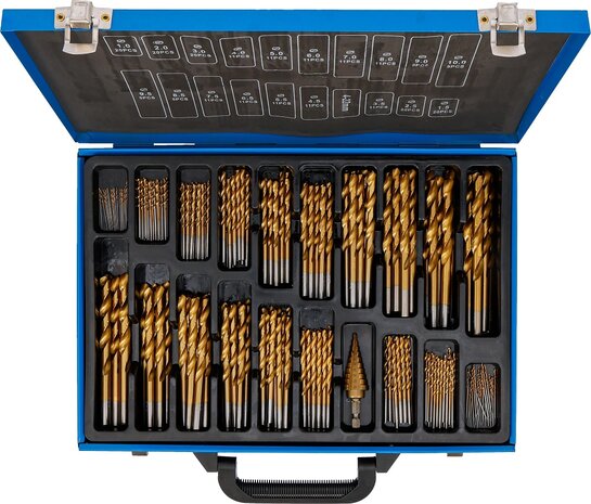 Spiraalboren en Trappenboorset HSS titanium gecoat 1 - 10 mm 231-dlg