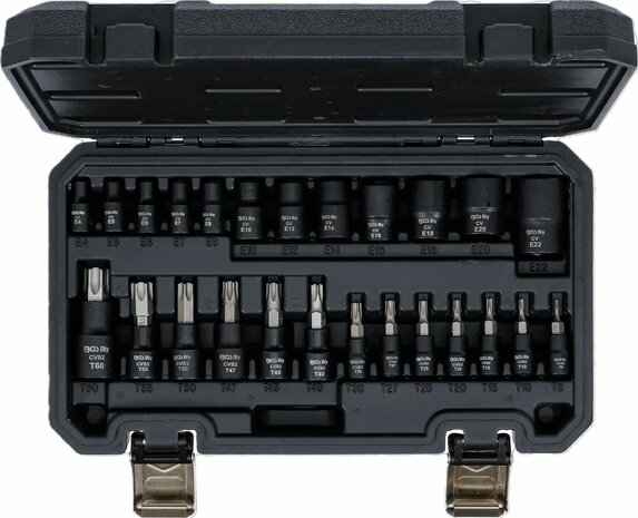 Dopsleutelbit-/dopsleutelset (1/4), (3/8), (1/2) E-profiel / T-profiel (voor Torx) 25-dlg