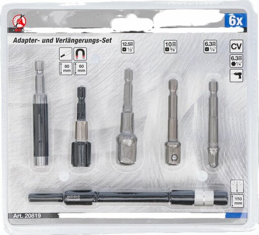 Adapter- en extensieset voor boormachines 6-dlg