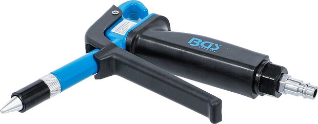Perslucht blaaspistool met geluiddempend mondstuk