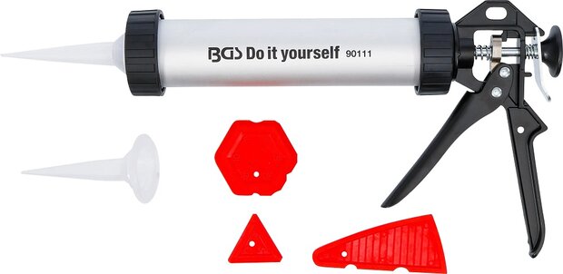 Kitspuit aluminium met voegstrijker set 5-dlg