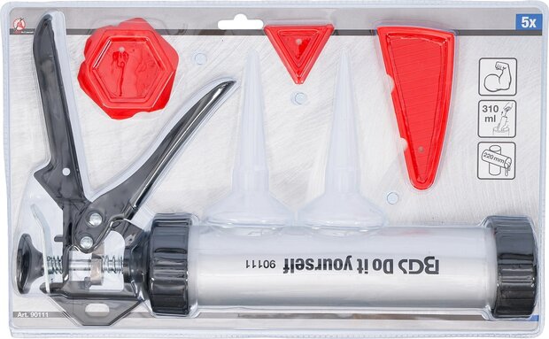 Kitspuit aluminium met voegstrijker set 5-dlg