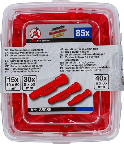 Assortiment Hollewandpluggen diameter 6 - 10 mm 85-dlg