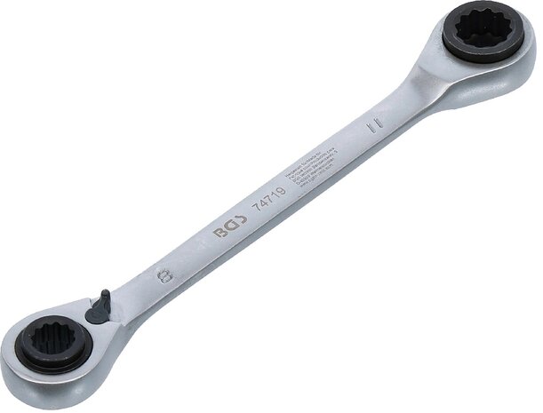 Llave combinada doble con carraca reversible 4 en 1 