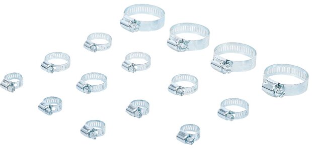 Slangklem assortiment diameter 10 - 45 mm 15-dlg