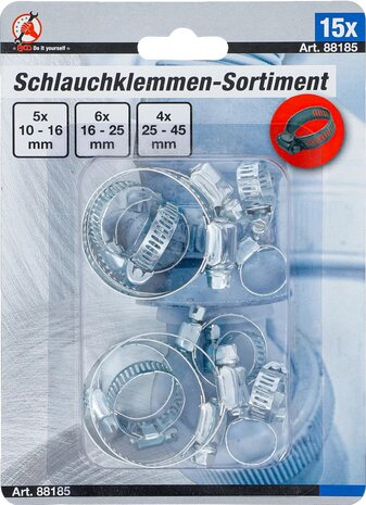 Slangklem assortiment diameter 10 - 45 mm 15-dlg