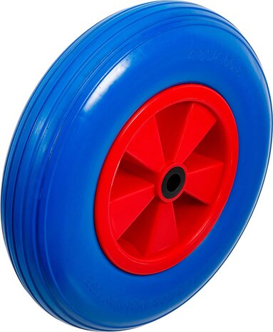 Kruiwagenwiel PU rood / blauw 400 mm