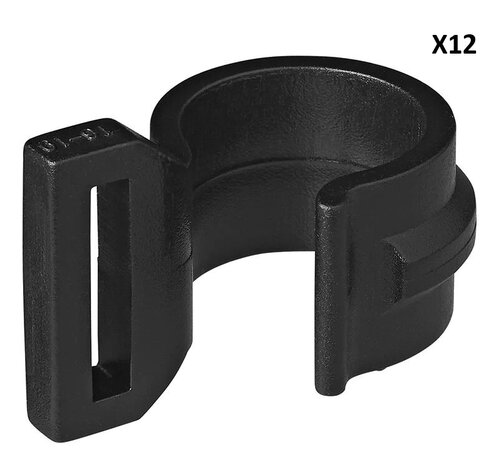 Tent clip for tent pole 20-25mm with slot black x12 stuks