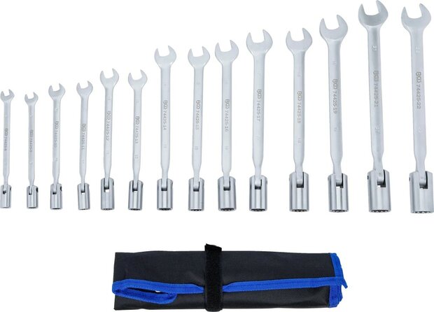Steekringsleutelset met flexibele ringzijde 8 - 22 mm 14-dlg