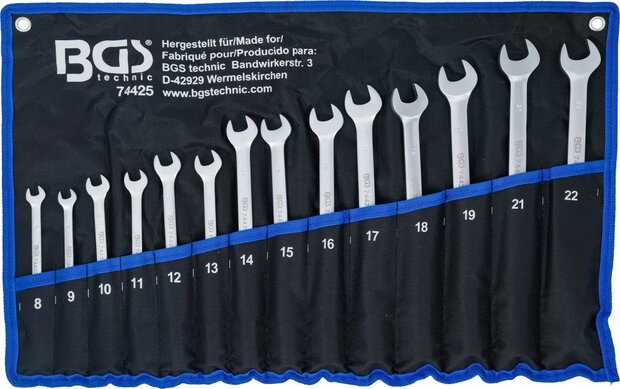 Steekringsleutelset met flexibele ringzijde 8 - 22 mm 14-dlg